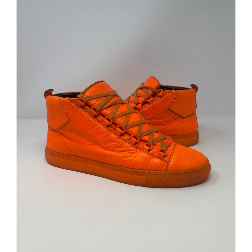 Balenciaga Arena Sneaker Orange Fluorescent Leather Size 10 US 43 EU
